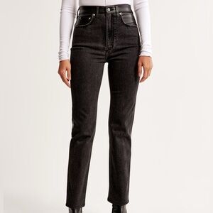 Abercrombie & Fitch Mixed Fabric Ultra High Rise Ankle Straight Jeans Size 28/6s